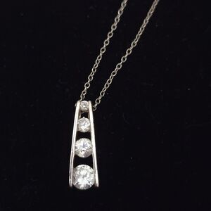 Sterling Silver 925 CZ Journey Ladder Pendant Necklace 19"
